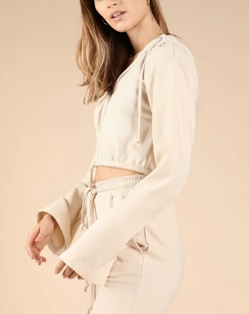 Zip Up Terry Cloth Cropped Hoodie